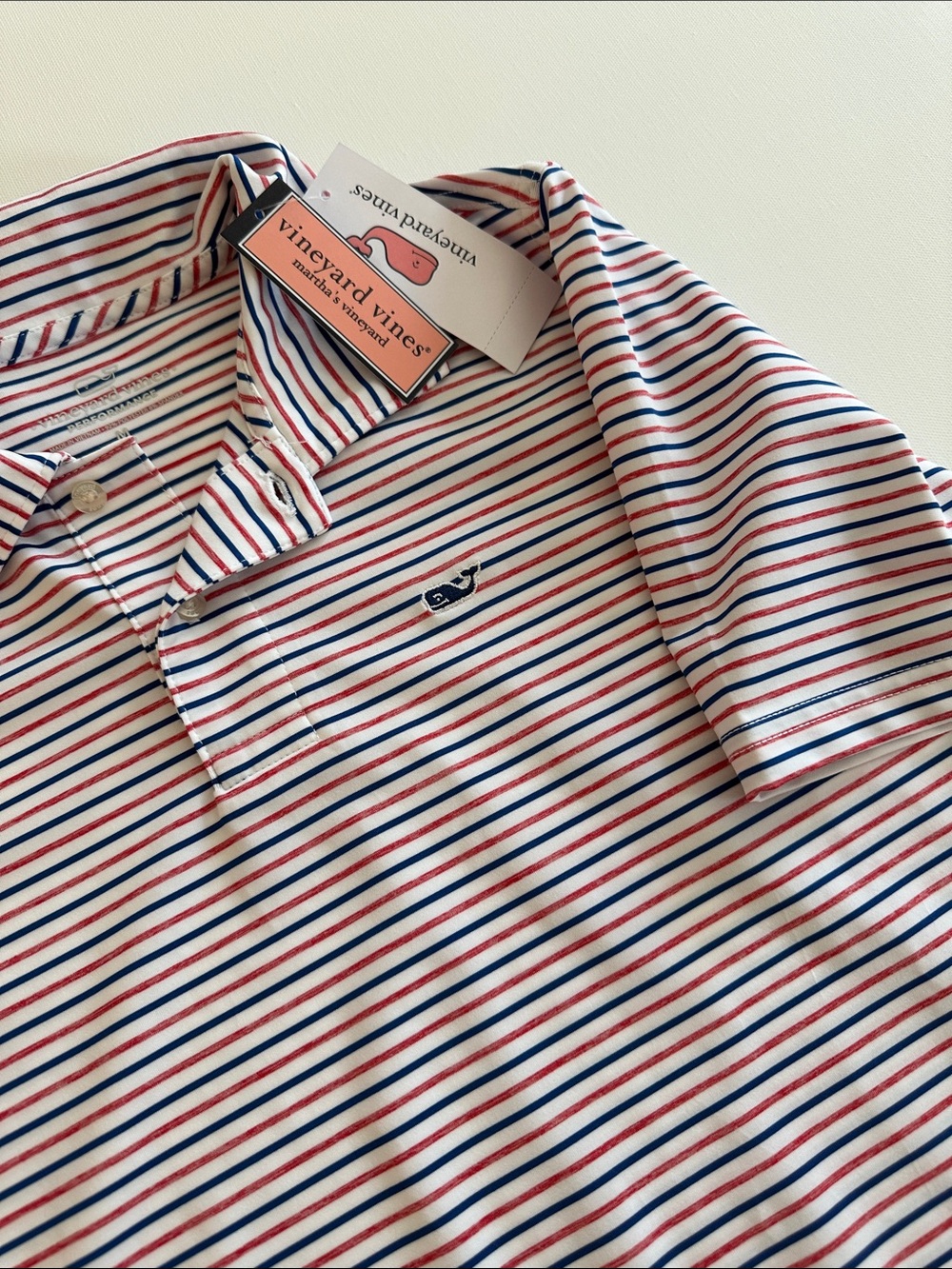 Vineyard Vines Youth Short Sleeve Striped Polo Shirt - Red/Blue/White